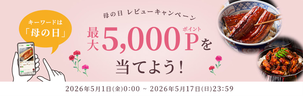 母の日レビューキャンペーン 最大5,000ポイントを当てよう！